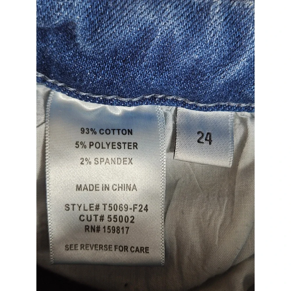 Altar'd State Distressed Skinny Jean Blue Button Fly High Rise T5069-F24 Size 24
